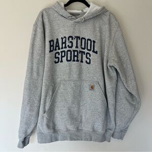 Barstool Sports x Carhartt Hoodie Gray Spellout Pullover Sweatshirt Size Large